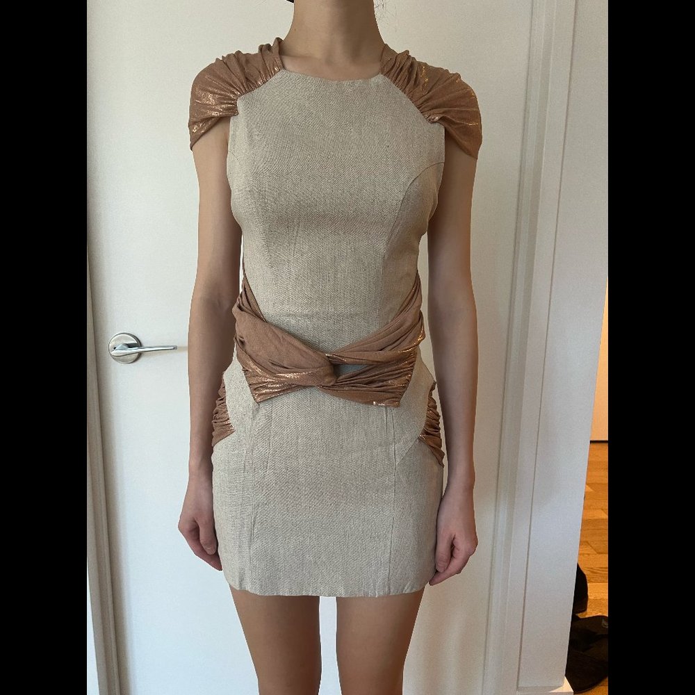 Brand New Sass & Bide Copper foil linen dress (NWT)
